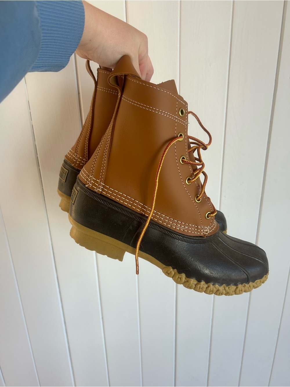 L.L.Bean Bean Boots Women’s 8M Brown Leather 8” Duck Boots Made in USA Worn once
